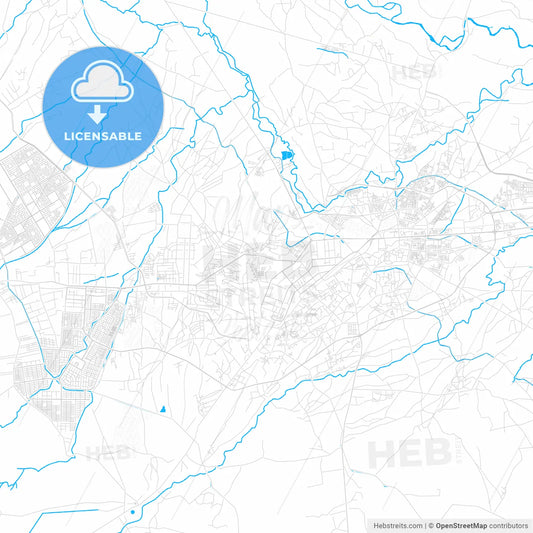 Peshawar, Pakistan PDF vector map with water in focus