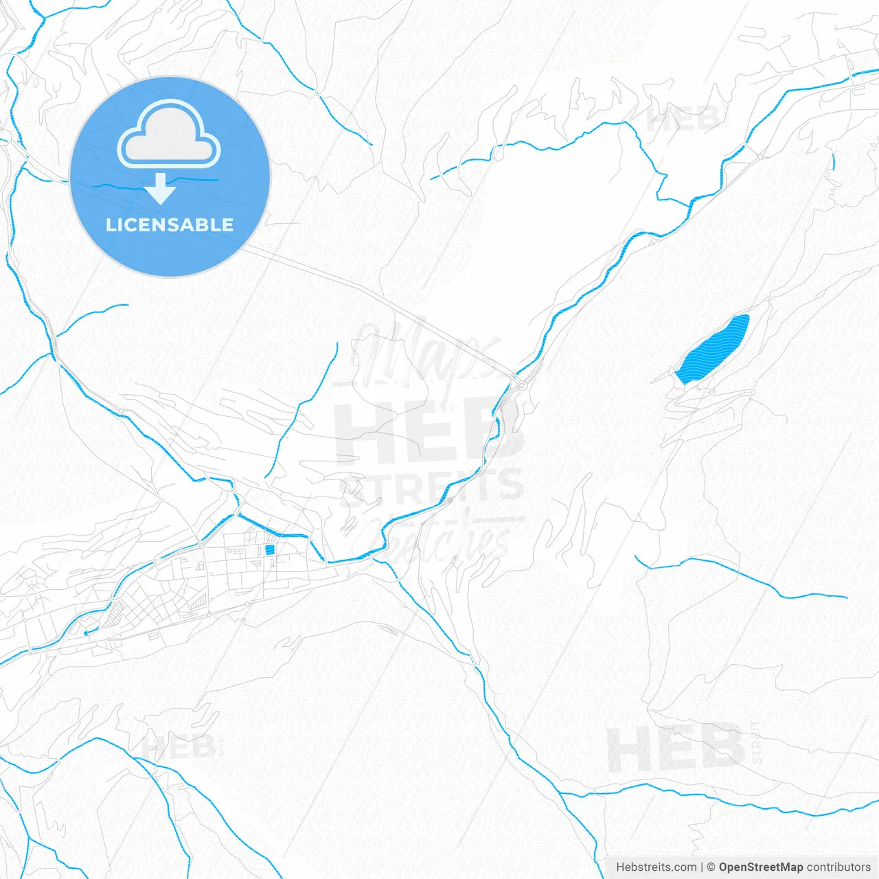 Escaldes-Engordany, Andorra PDF vector map with water in focus