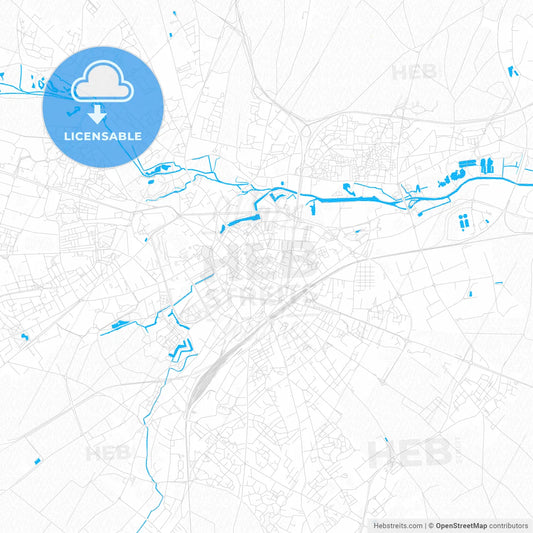 Arras, France PDF vector map with water in focus