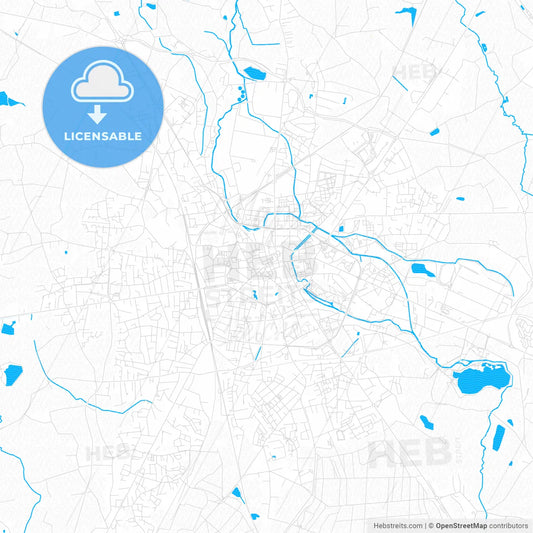 Bourg-en-Bresse, France PDF vector map with water in focus