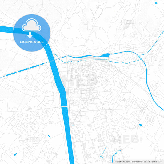 Agen, France PDF vector map with water in focus