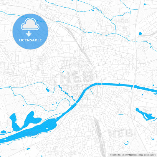 Ingolstadt, Germany PDF vector map with water in focus