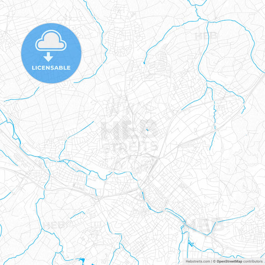 Reutlingen, Germany PDF vector map with water in focus