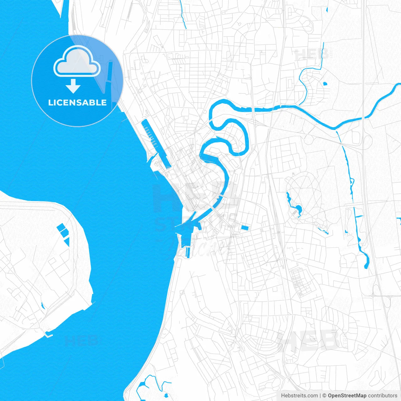 Bremerhaven, Germany PDF vector map with water in focus