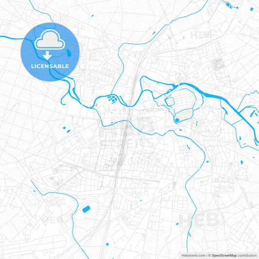 Celle, Germany PDF vector map with water in focus