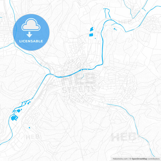 Tuttlingen, Germany PDF vector map with water in focus