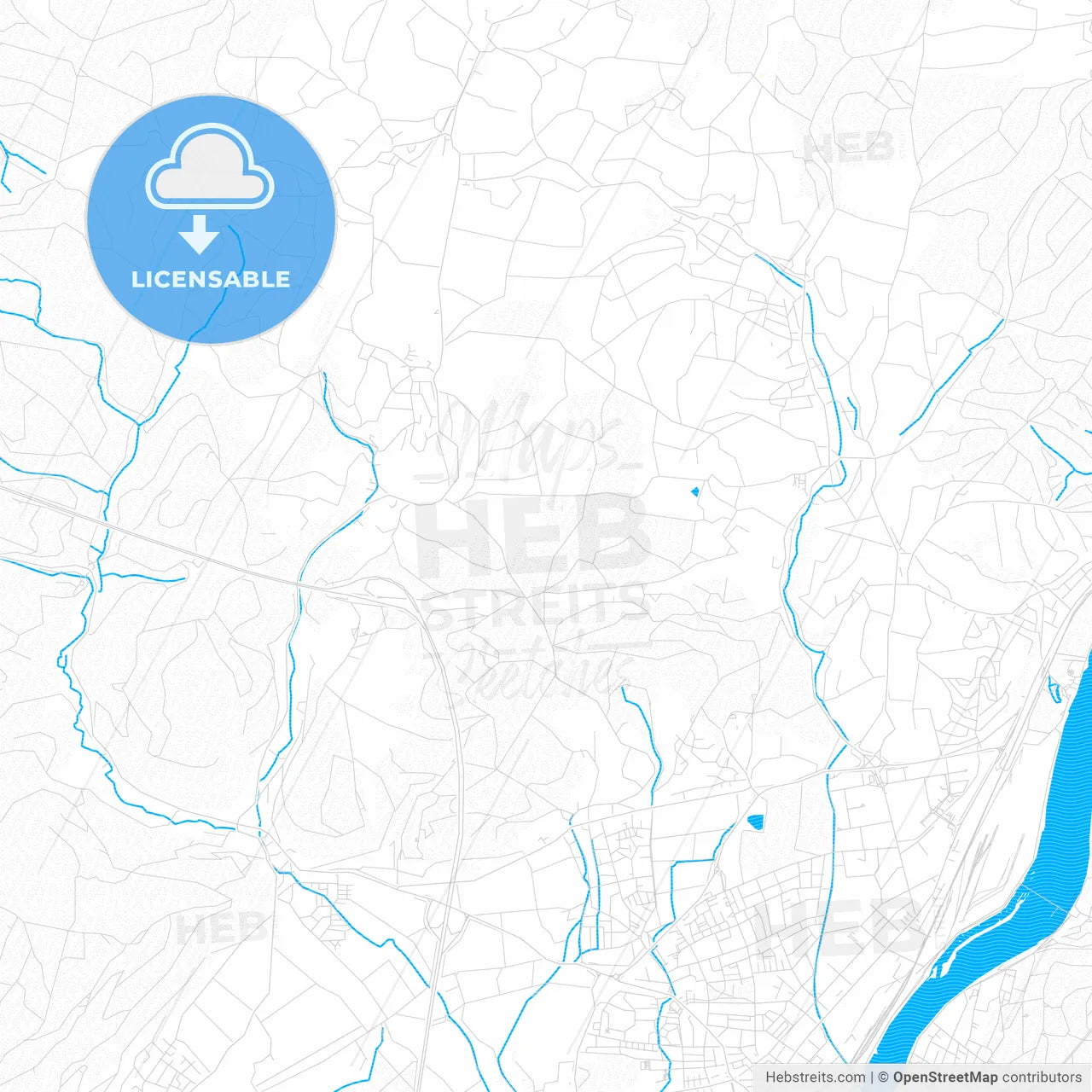 Rheinfelden (Baden), Germany PDF vector map with water in focus