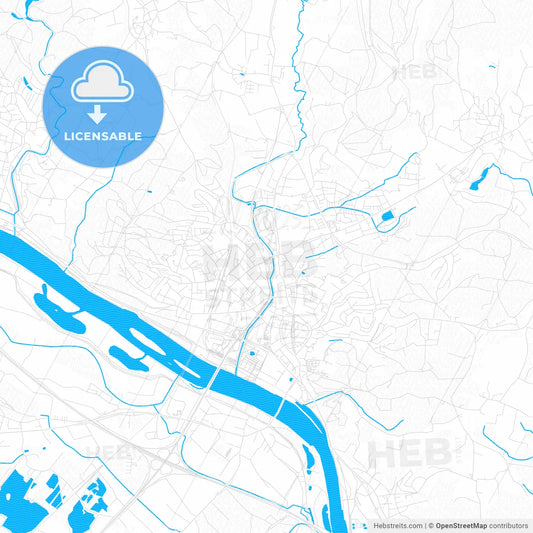 Deggendorf, Germany PDF vector map with water in focus