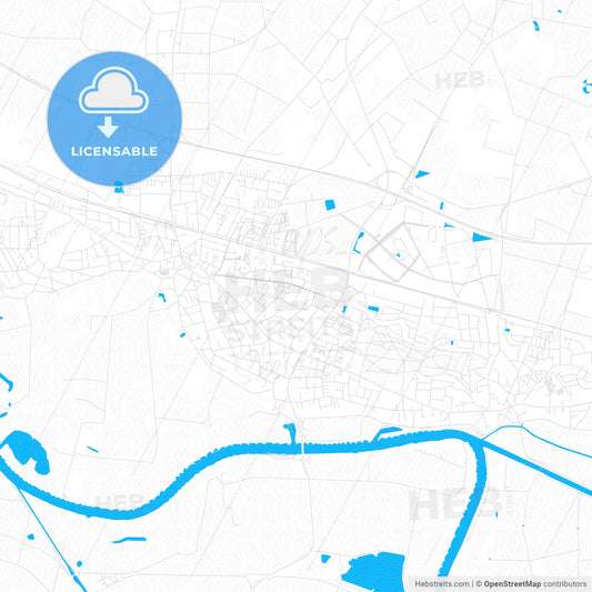 Achim, Germany PDF vector map with water in focus