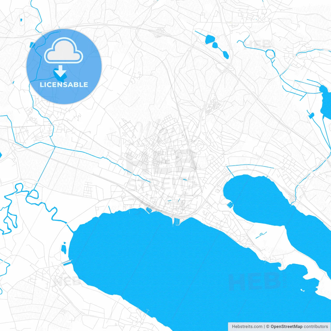 Radolfzell am Bodensee, Germany PDF vector map with water in focus