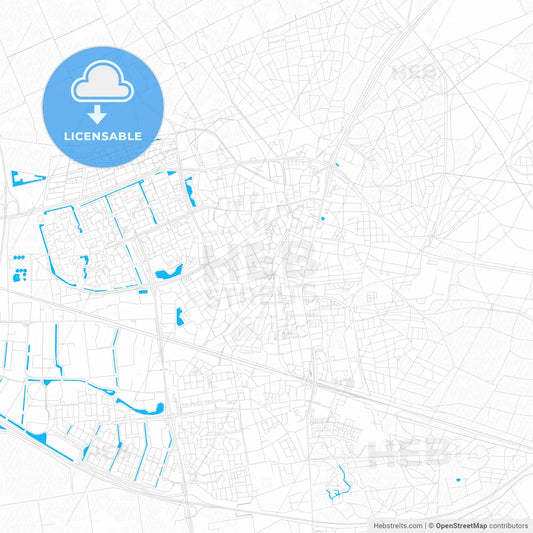 Ede, Netherlands PDF vector map with water in focus