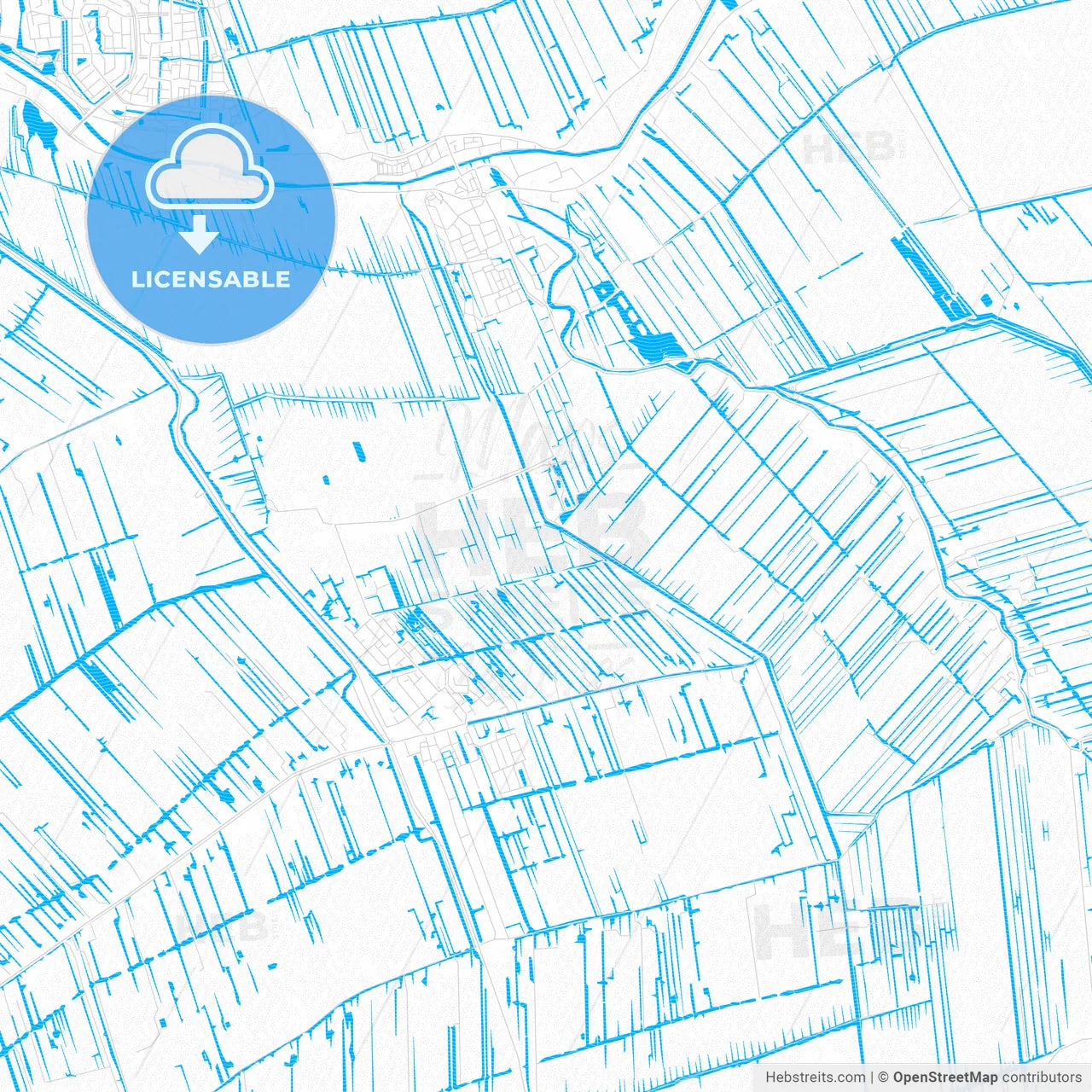 Krimpenerwaard, Netherlands PDF vector map with water in focus