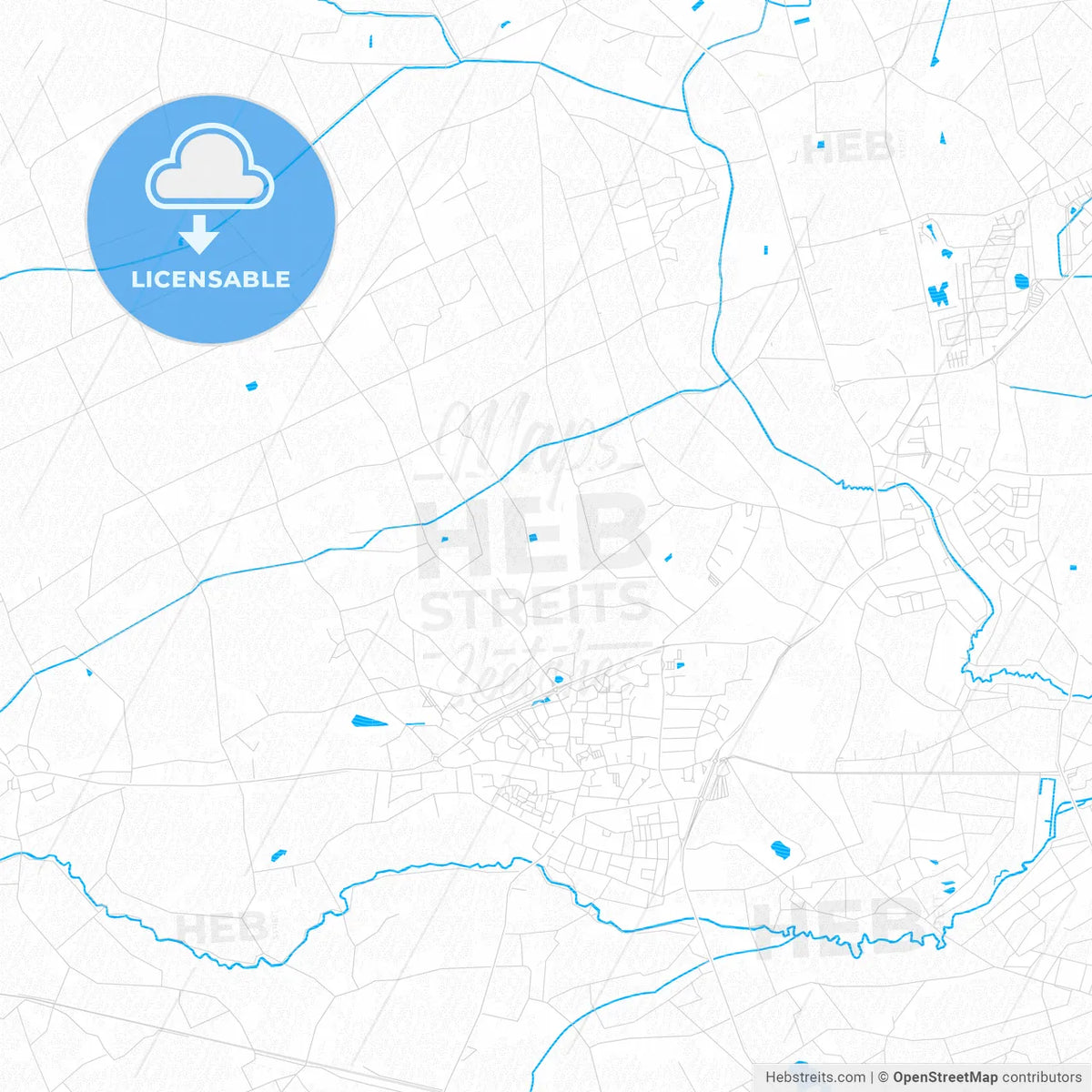 Leudal, Netherlands PDF vector map with water in focus