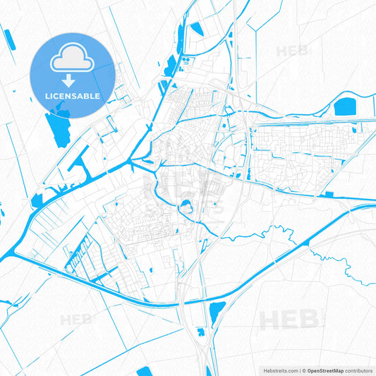 Meppel, Netherlands PDF vector map with water in focus
