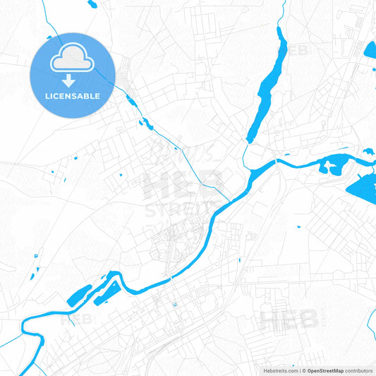 Noginsk, Russia PDF vector map with water in focus