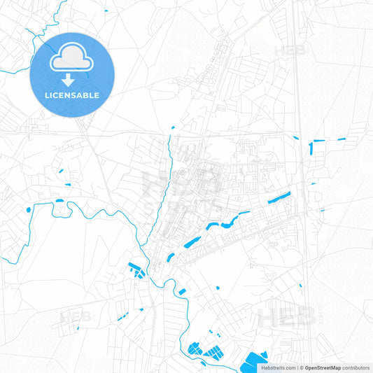 Chekhov, Russia PDF vector map with water in focus