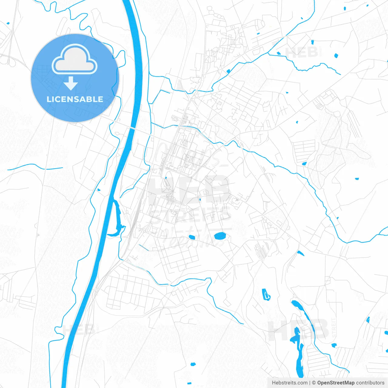 Dmitrov, Russia PDF vector map with water in focus
