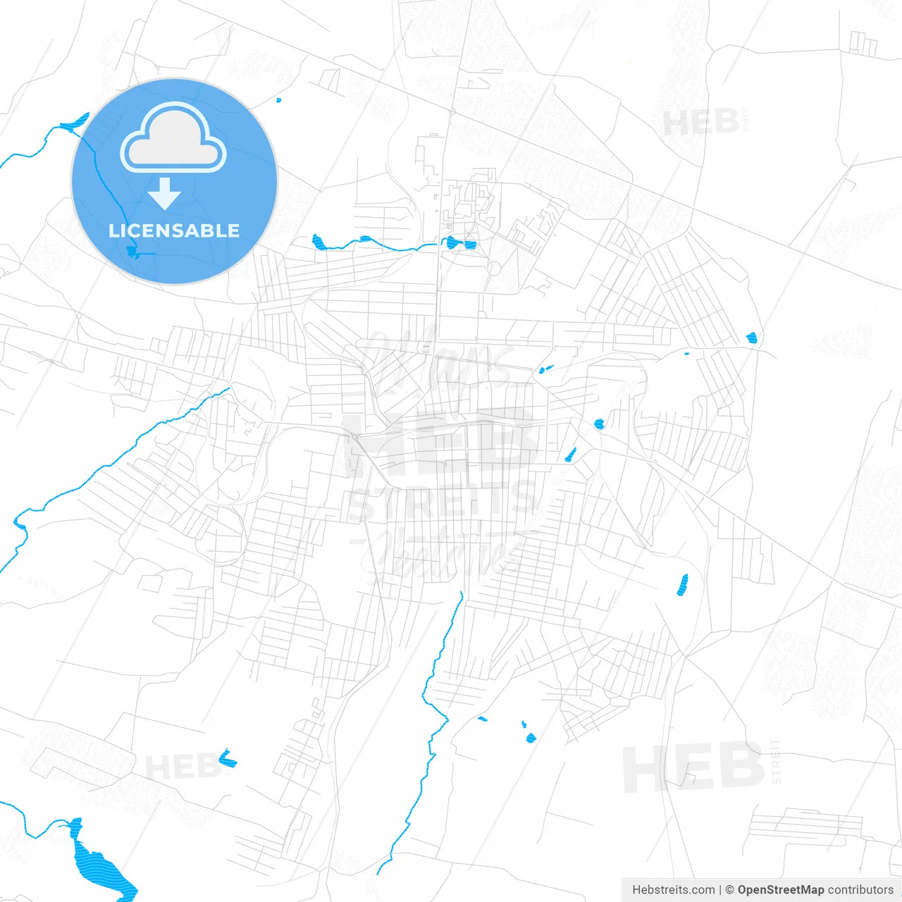 Khrustalnyi, Ukraine PDF vector map with water in focus