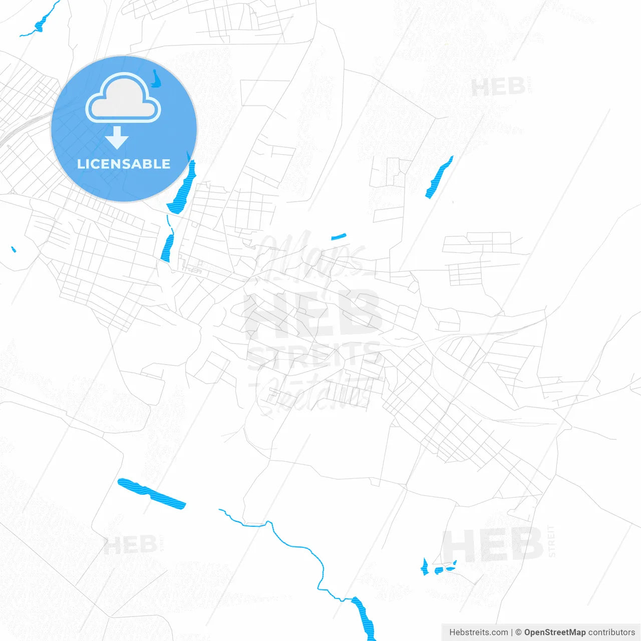 Chystiakove, Ukraine PDF vector map with water in focus
