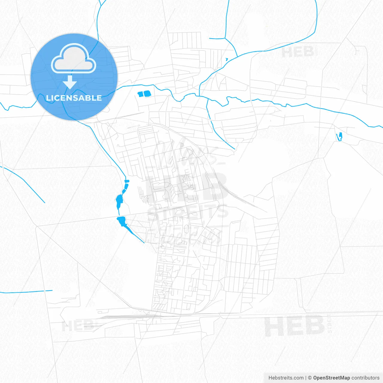 Dobropillia, Ukraine PDF vector map with water in focus