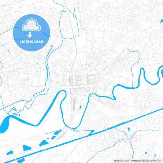 Warrington, England PDF vector map with water in focus