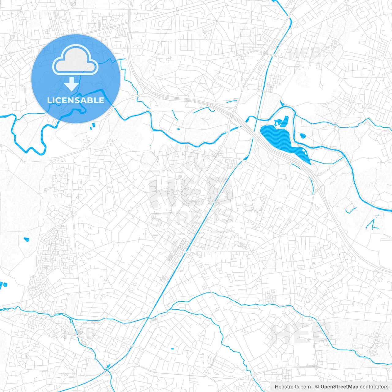 Sale, England PDF vector map with water in focus