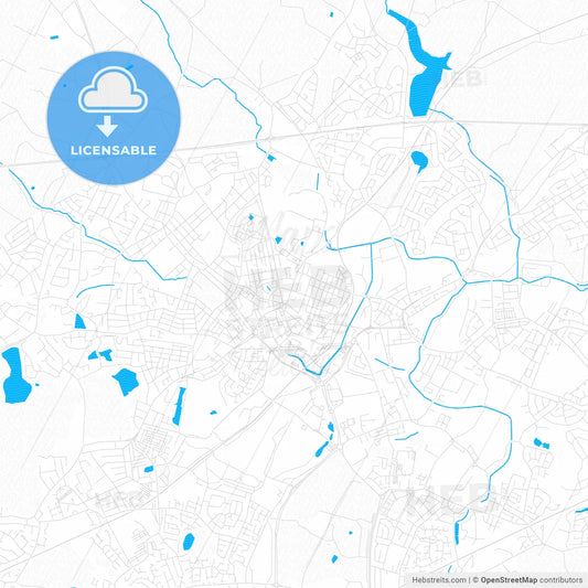 Saint Helens, England PDF vector map with water in focus