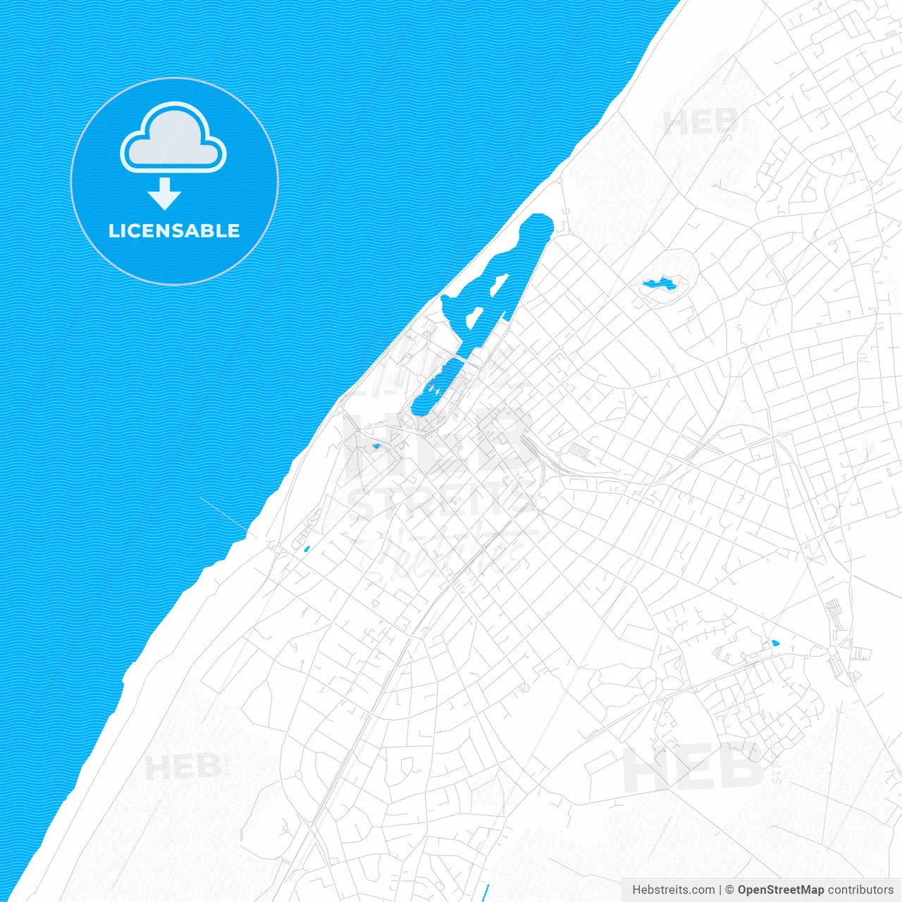 Southport, England PDF vector map with water in focus