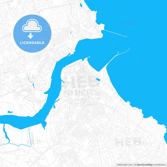 South Shields, England PDF vector map with water in focus