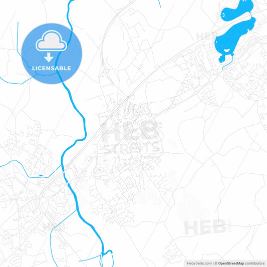 Craigavon, Northern Ireland PDF vector map with water in focus