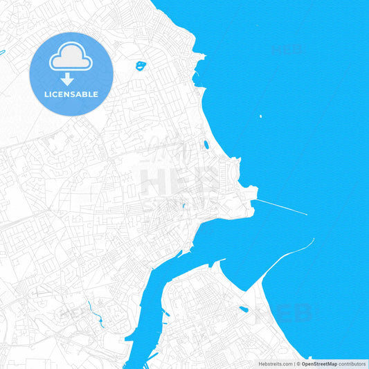 Tynemouth, England PDF vector map with water in focus