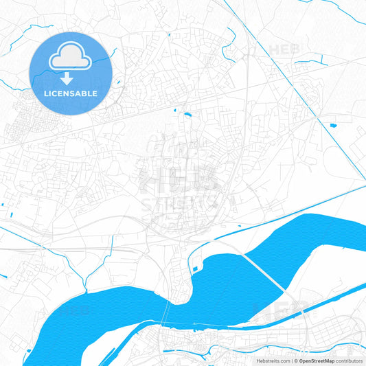 Widnes, England PDF vector map with water in focus