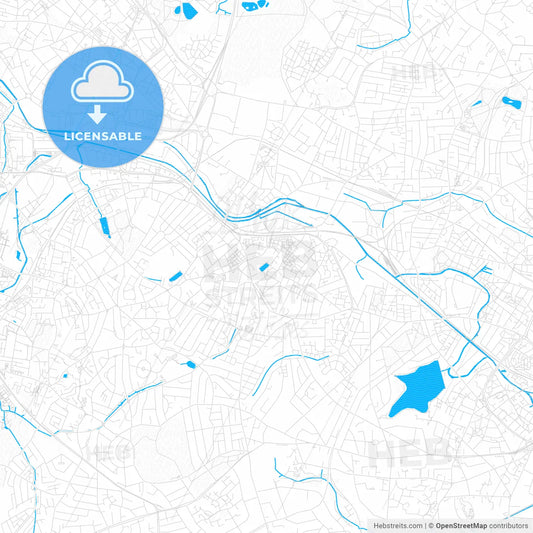 Smethwick, England PDF vector map with water in focus