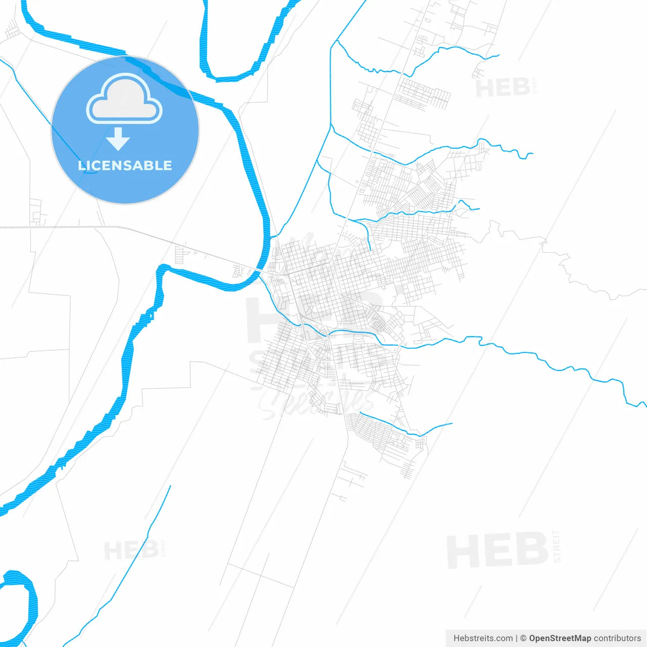 El Progreso, Honduras PDF vector map with water in focus