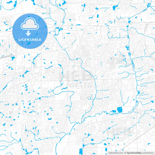 Naperville, Illinois, United States, PDF vector map with water in focus