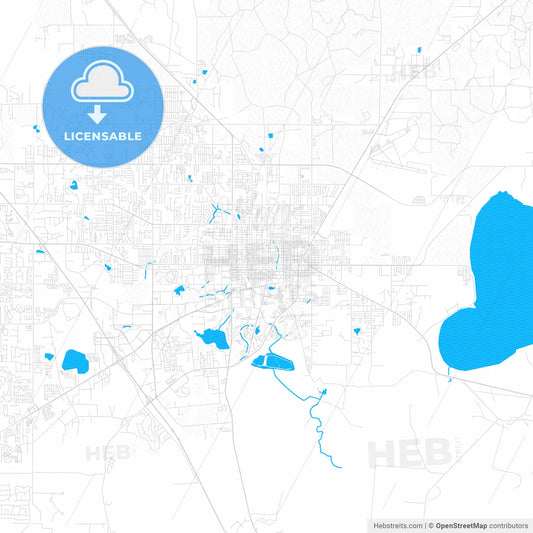 Gainesville, Florida, United States, PDF vector map with water in focus