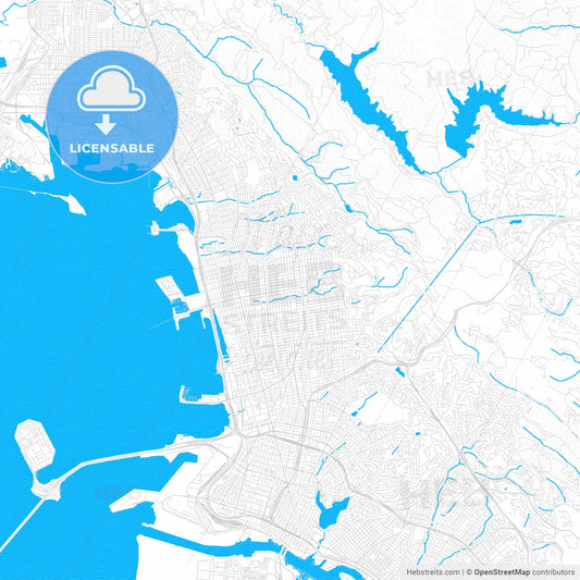 Berkeley, California, United States, PDF vector map with water in focus