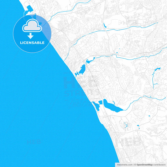 Carlsbad, California, United States, PDF vector map with water in focus