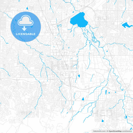 Centennial, Colorado, United States, PDF vector map with water in focus