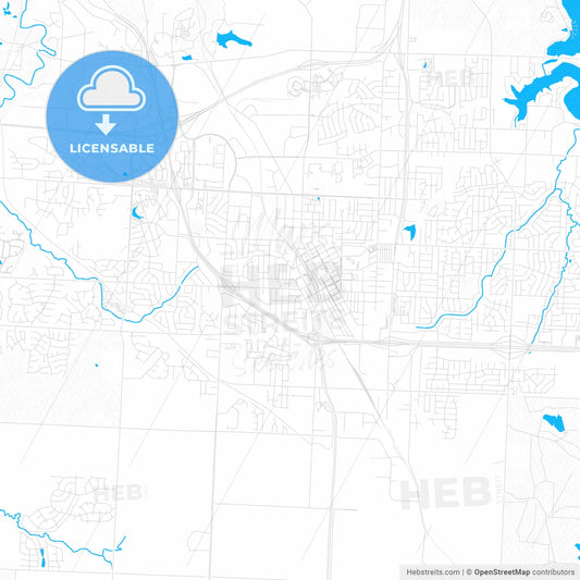 Lees Summit, Missouri, United States, PDF vector map with water in focus