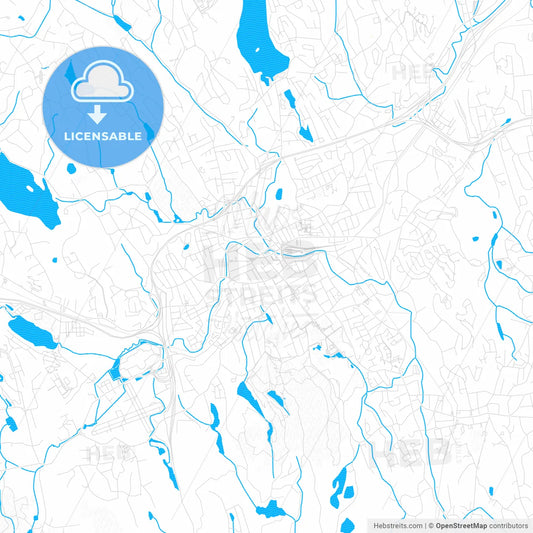 Danbury, Connecticut, United States, PDF vector map with water in focus
