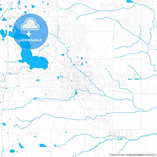 Lakeville, Minnesota, United States, PDF vector map with water in focus