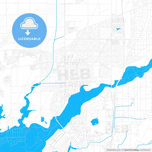 Eastvale, California, United States, PDF vector map with water in focus