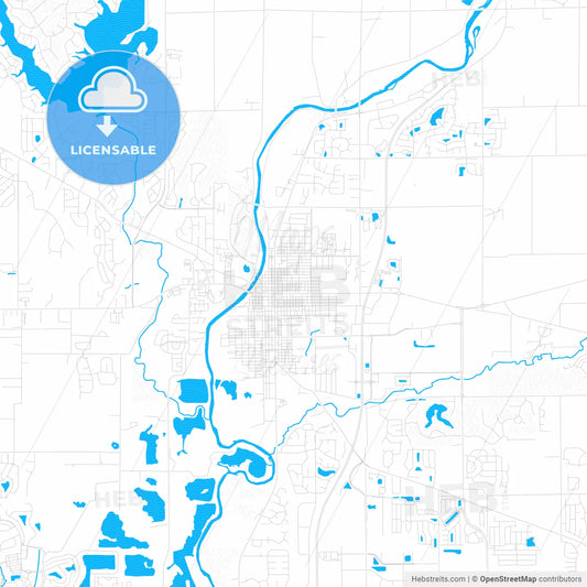 Noblesville, Indiana, United States, PDF vector map with water in focus