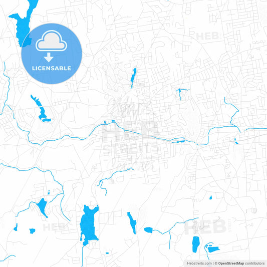 Bristol, Connecticut, United States, PDF vector map with water in focus