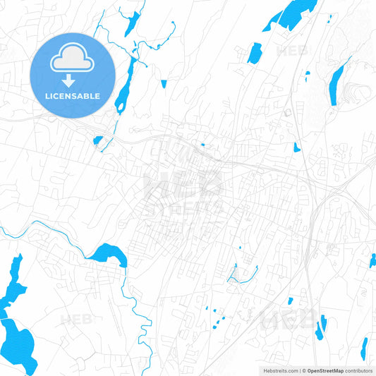 Meriden, Connecticut, United States, PDF vector map with water in focus