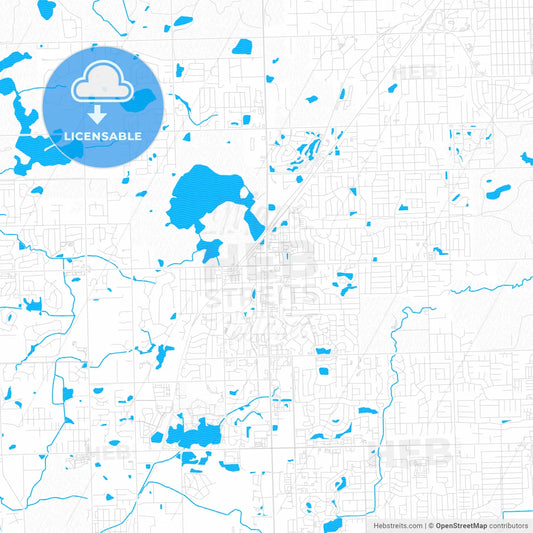 Orland Park, Illinois, United States, PDF vector map with water in focus