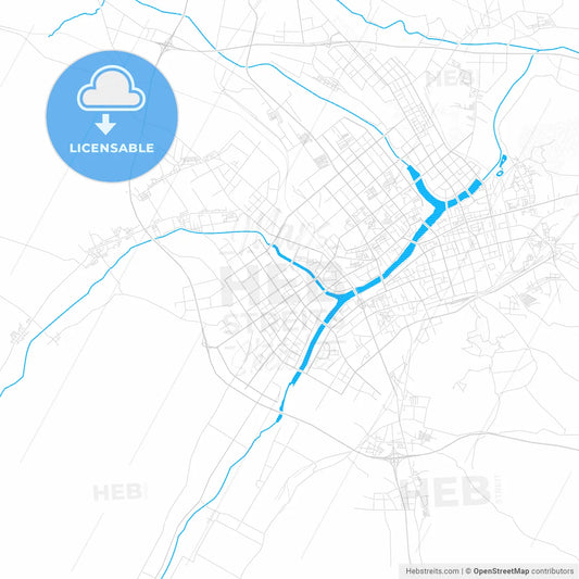 Chifeng, China PDF vector map with water in focus