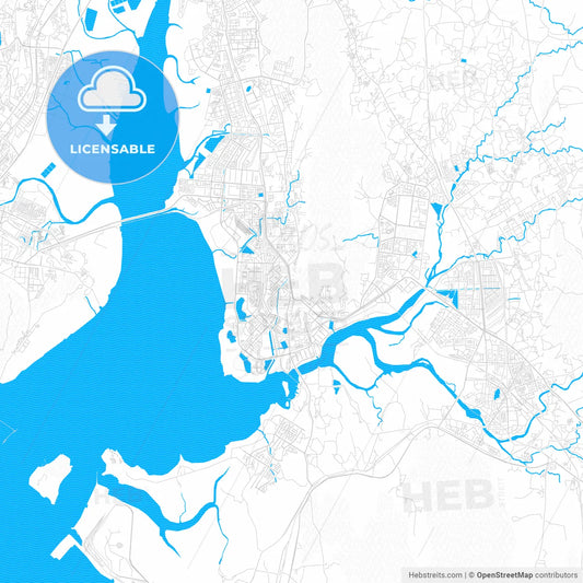 Navi Mumbai, India PDF vector map with water in focus
