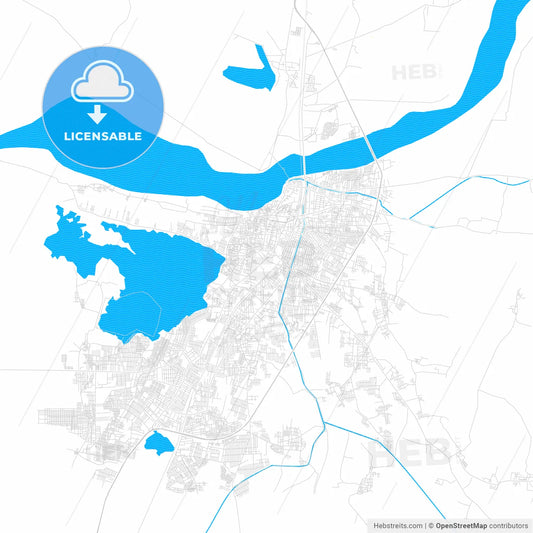 Nellore, India PDF vector map with water in focus